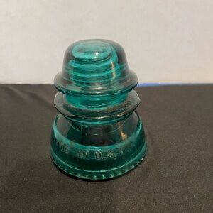 Vintage Teal Glass Insulator 4” Hemingray-42